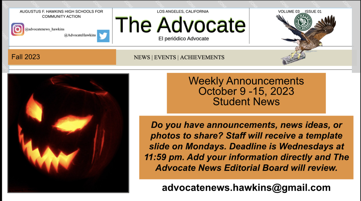 Weekly Announcements, 10-9-2023